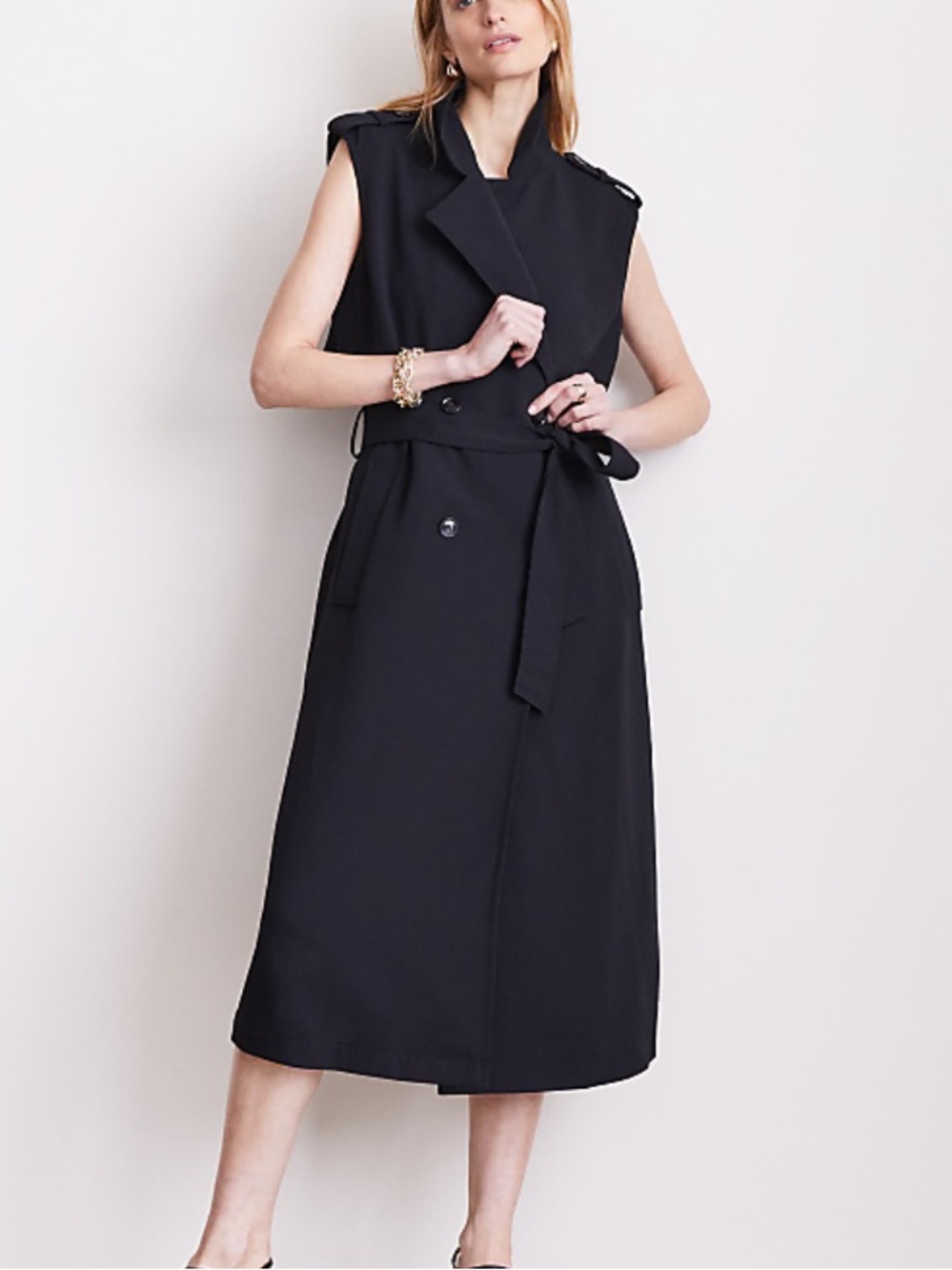 LOFT Petite Versa Crepe Drape Trench Vest